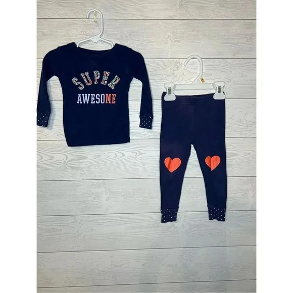Carter’s navy 2 piece pajamas “Super Awesome “ in glitter letters Size 18 months - Picture 1 of 3